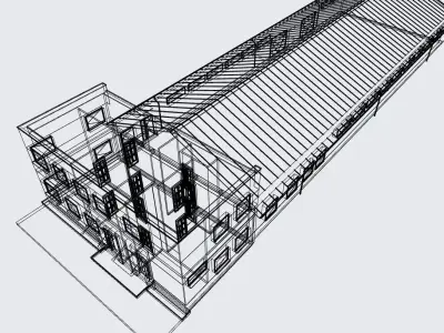 Industrial Hall with Office Building 3D model