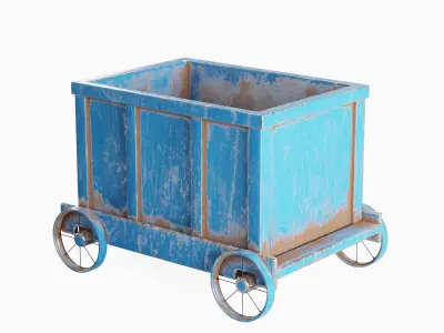Old Mining Trolley 04 Low-poly 3D model