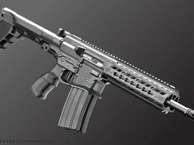 Double Barrel Rifle - Snake Low-poly 3D model