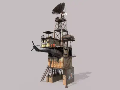 Post-Apocalyptic Outpost Tower 3D model