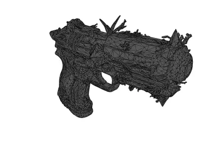 Fantasy Crystal and Gold Pistol Low-poly 3D model