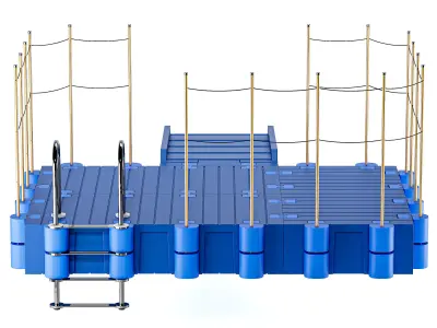 Modular plastic pontoon with a drive-in 3D model