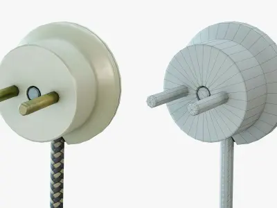 Round Electrical plug USSR Low-poly 3D model