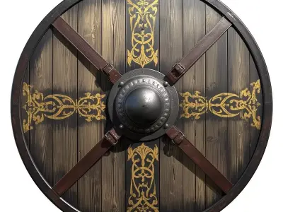 Viking Round Shield 3D Model v02 Low-poly 3D model