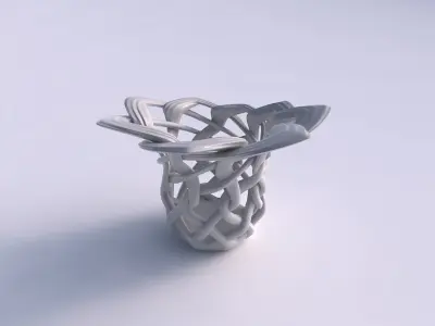 Vase wide on top part with interlacing lattice and extruded l... 3D print model shop