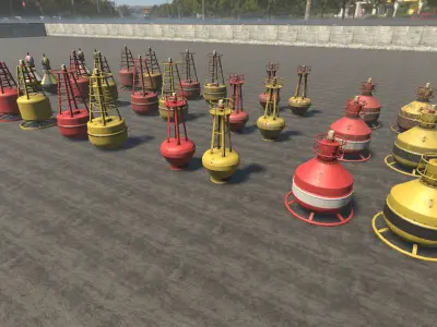 Buoys Collection Low-poly 3D model
