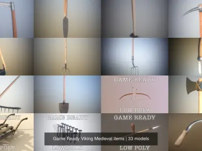 Game Ready Viking Medieval items 3D Model Pack