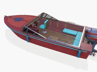 Old Vintage Speedboat Low-poly PBR Low-poly 3D model