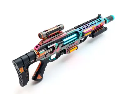 Neon Blaster Rifle model pack Low-poly 3D model purchase