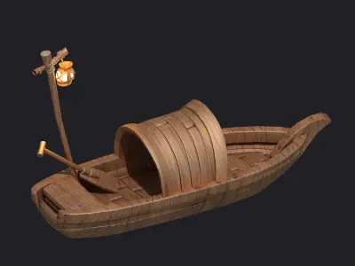 Wooden Boat boat cartoon boat raft 3D model