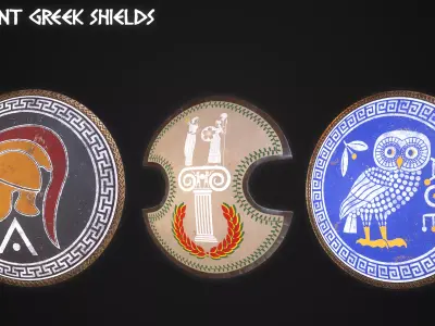 Ancient Greek Shields Set Low Poly Game Ready Low-poly 3D model