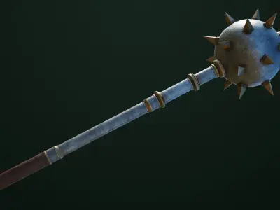 Old Medieval Mace 01 All PBR Unity UE Textures Low-poly 3D model