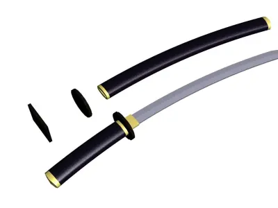 Low poly katana sword Low-poly 3D model