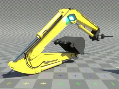 Digger-excavator  arm and claw or bucket Low-poly 3D model