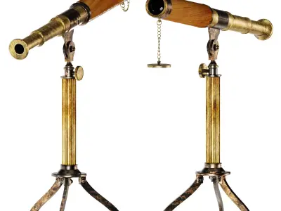 3D Antique Antique Telescope Tripod model 3D model