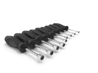 9pc Metric Hard Grip Nut Driver Set 5 13mm Low-poly 3D model