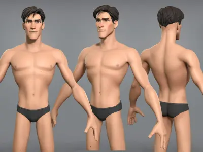 Cartoon male character Scott base mesh 3D model