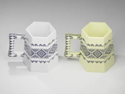 Two-color mosaic ceramic mug 3D model