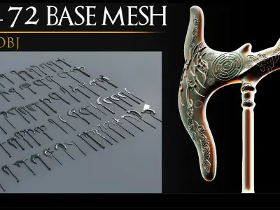 72 Models Of Weapons-Axe Weapon - Cold Weapons-3Dmodel-UV-Vol 04 Low-poly 3D model