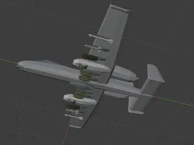 A-10 ThunderBolt Low Poly Model With Weapons Low-poly 3D model