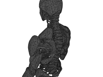Cybernetic Spine with Blue Nodes 3D model