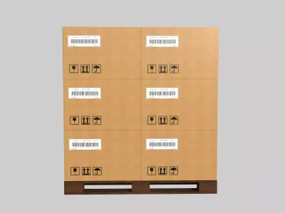 Industrial Shipping Pallet with Cardboard Boxes Low-poly 3D model