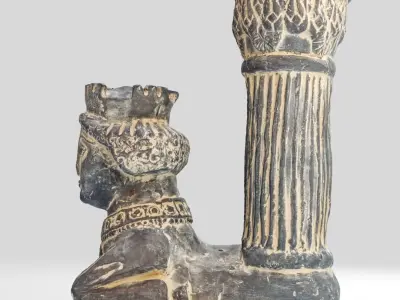 Scanned ancient female cup statue Low-poly 3D model