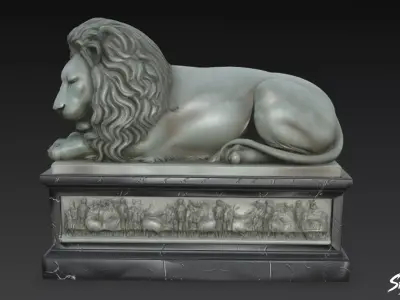 Lion Statue V15 Low-poly 3D model
