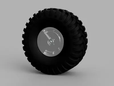 Offroad rim and tire for 1 to 24th scale modeling vehicle 3D print model