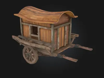 Wooden Wagon Cart  Classic Hauler of the Old World 3D model