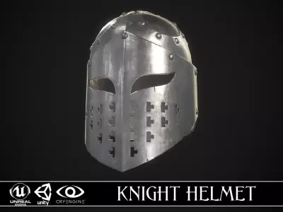 Knight Helmet 02 Low-poly 3D model