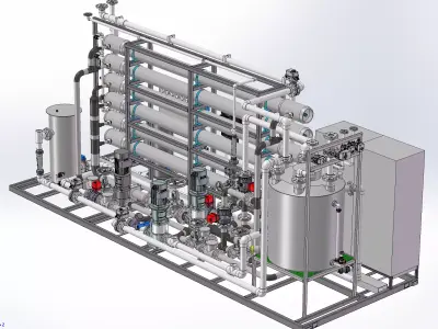 Skid-Mounted Two-Stage Low-Pressure Reverse Osmosis System  3D model