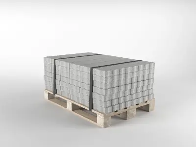 Brick S on pallet 3D model 3D model