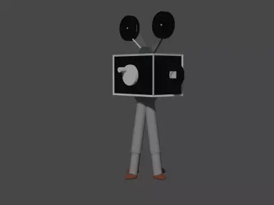 cinema camera of very old times low-pole game ready Low-poly 3D model