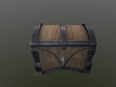 Stylized 3D low poly silver chest Low-poly 3D model