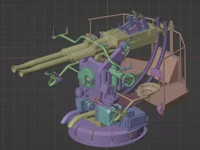 Twin 40 mm Bofors guns 3D model