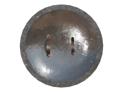 Medieval Silver and Gold Round Shield 3D model