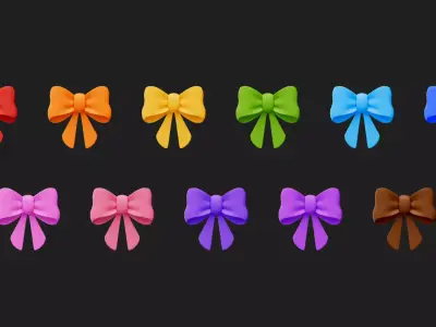 Cartoon Bow Low-poly 3D model