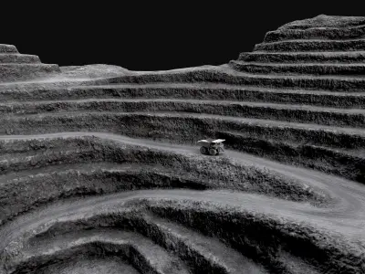 Open Pit Mine Quarry Low-poly 3D model