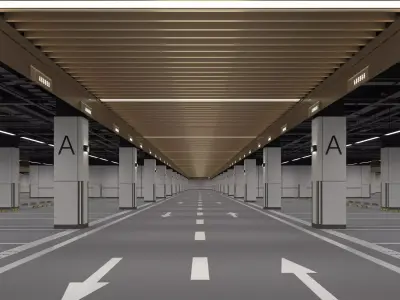 Modern Luxury Car Park - Garage Low-poly 3D model