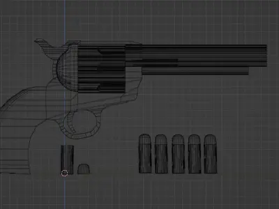 Revolver with bullet Low-poly 3D model