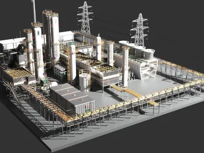 Oil Refinery 3D model get