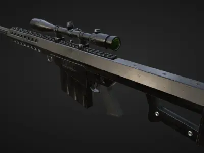 Barrett Sniper Rifle Low Poly Rigged Low-poly 3D model