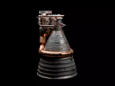 Saturn V F-1 Rocket Engine Cluster - Apollo Launch Booster 3D model