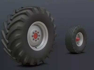 Set of wheels for combine SK-5 Niva KSK-100 Free low-poly 3D model