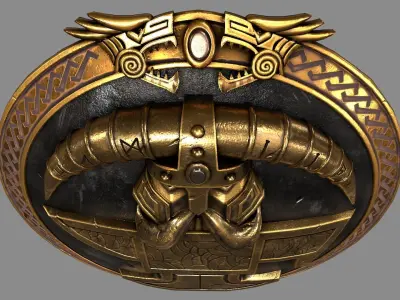 shield golden Low-poly 3D model