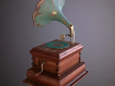 Vintage Gramophone - Game Ready PBR Asset Low-poly 3D model