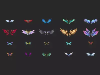 20 Fantasy Wing Collectin Low-poly 3D model
