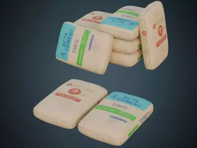 Cement Bag 1B Low-poly 3D model