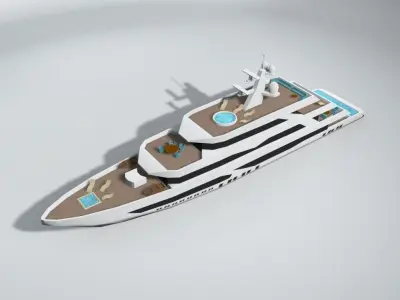 Mega Yacht Boat LOWEST Low-poly 3D model